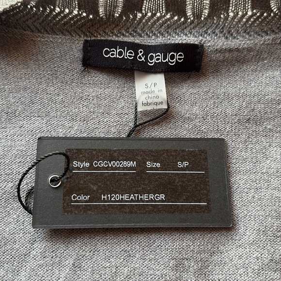 NWT CABLE & GAUGE Scallop Edge Gray Knit Open Cardigan - Picture 3 of 9